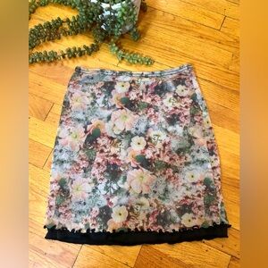 UO Floral Print Sheer Mesh Y2K Style Skirt